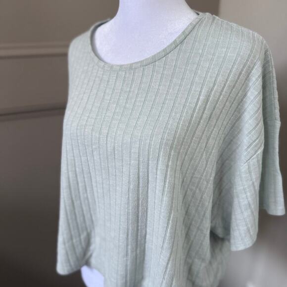 ASOS Design Light Sage Green Ribbed Oversized Tee Size 14 - Picture 2 of 7